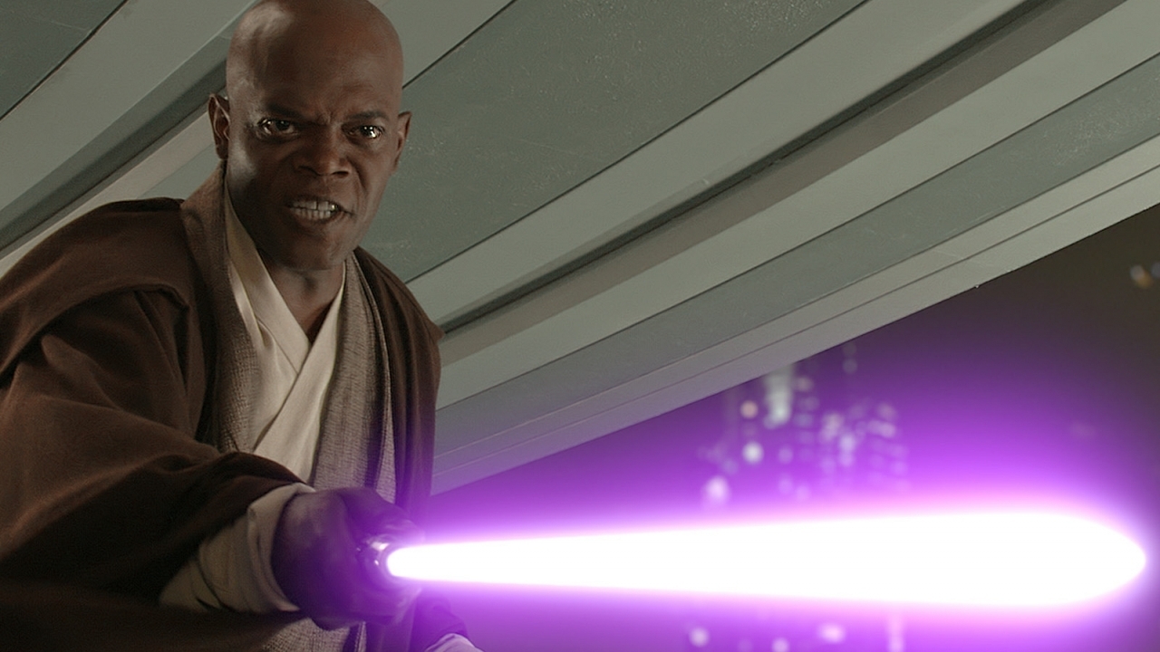 'Star Wars': Waarom heeft Mace Windu een paars lichtzwaard?