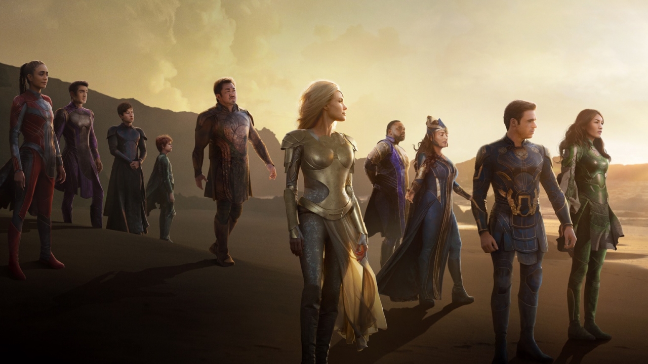 Poster 'Eternals' met de tien 7.000 jaar oude Marvel-helden