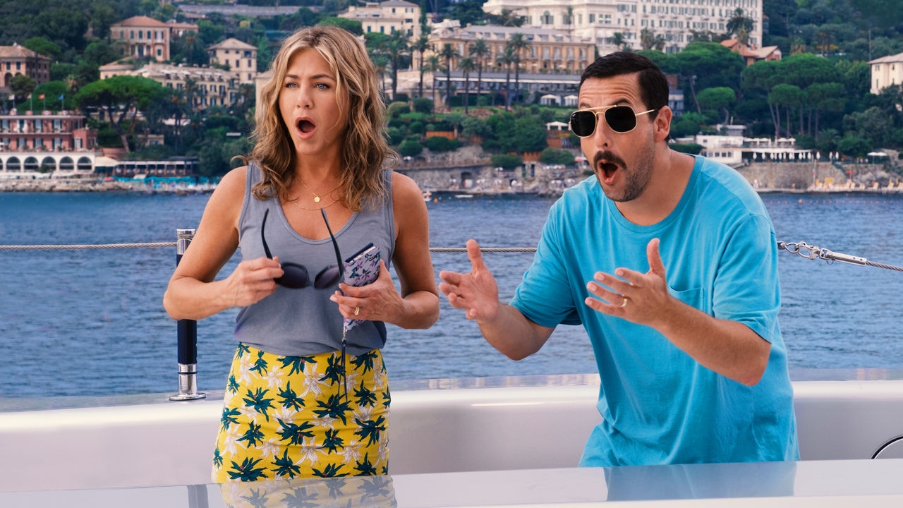 Eerste foto van Jennifer Aniston en Adam Sandler in 'Murder Mystery 2'