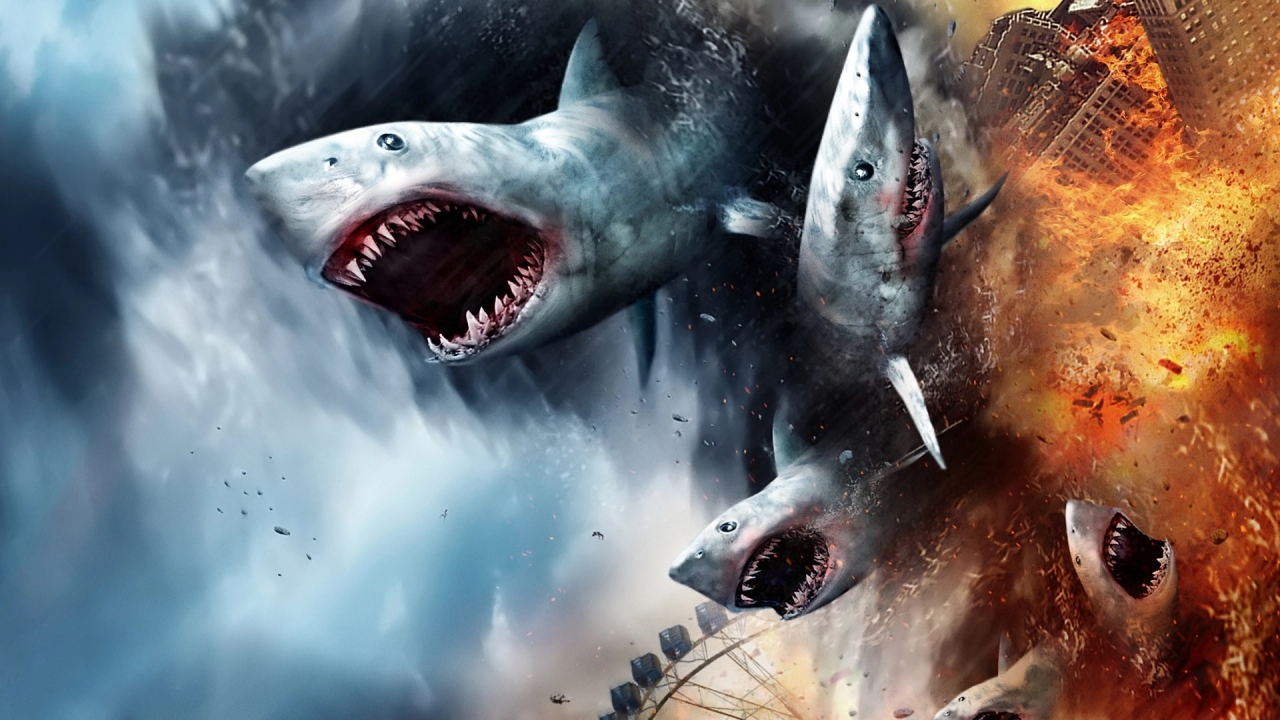 Stormachtige beelden 'The Last Sharknado: It's About Time!'