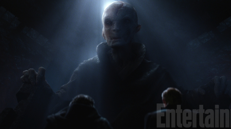 Bekijk foto's Maz Kanata en Supreme Leader Snoke in 'Star Wars: The Force Awakens'