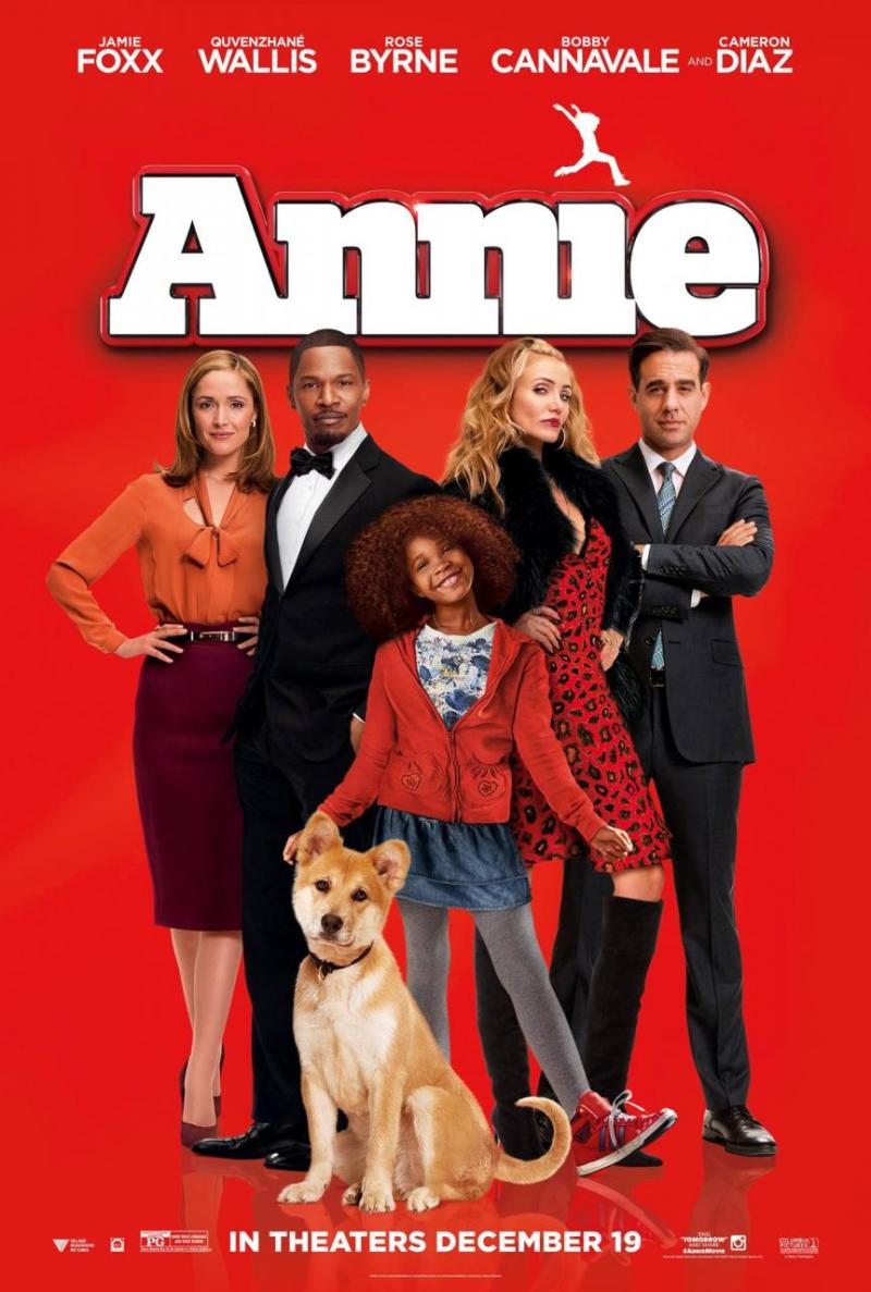 Alle hoofdpersonen bijeen op de nieuwe 'Annie' poster