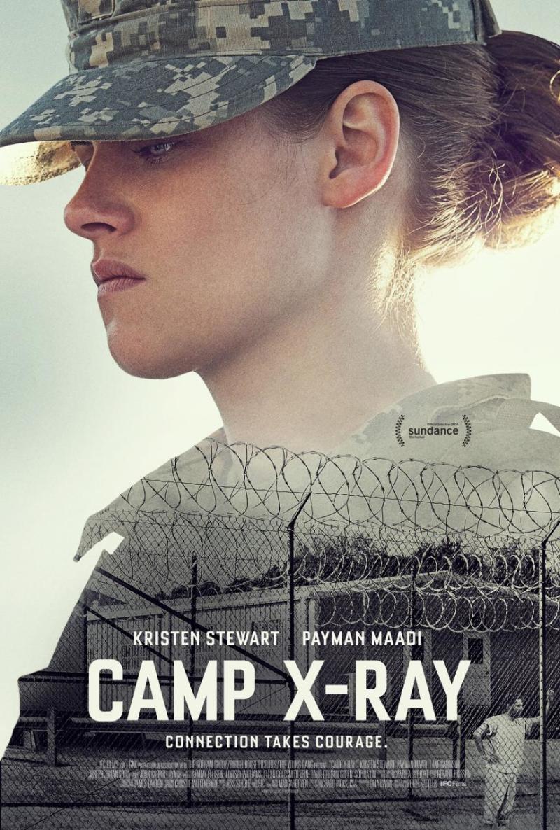 Kristen Stewart kijkt niet bepaald vrolijk op de 'Camp X-Ray' poster