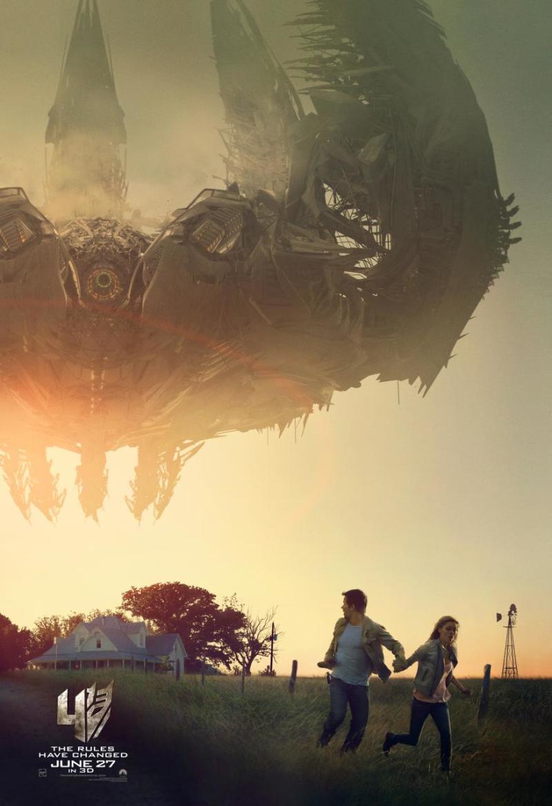 Mark Wahlberg rent voor zijn leven op nieuwe poster 'Transformers: Age of Extinction'
