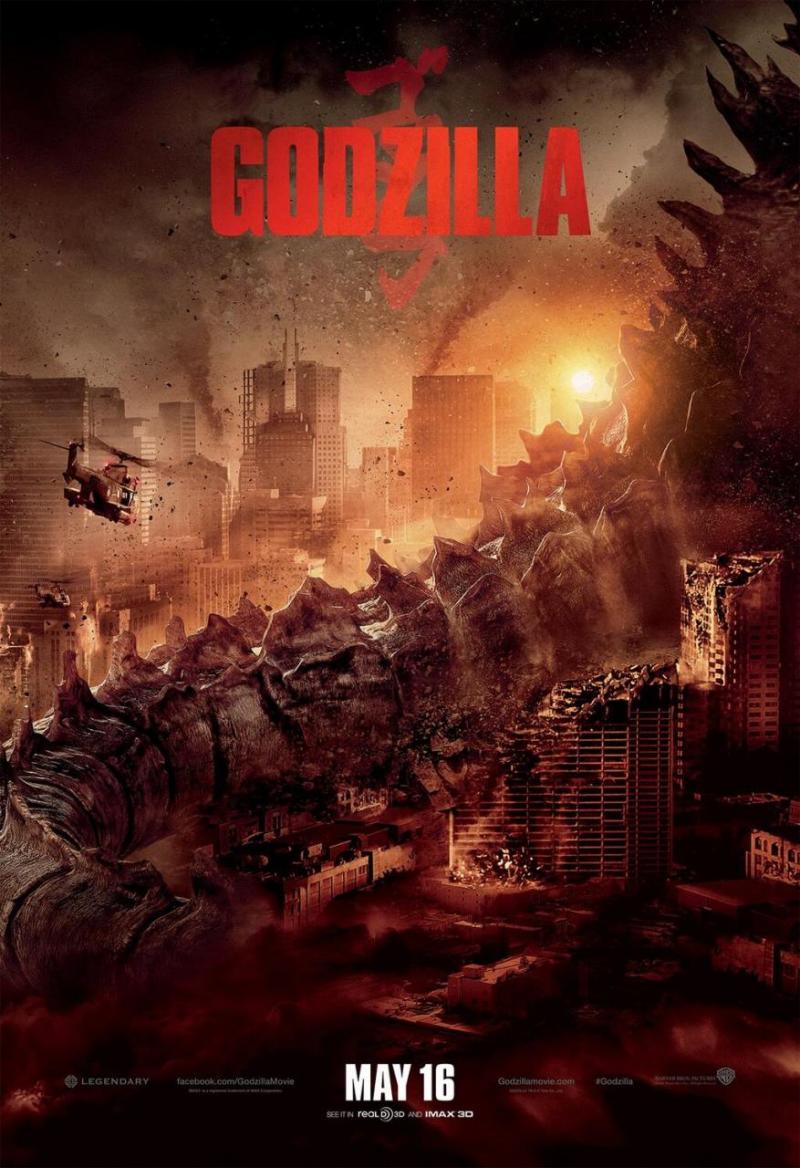 Spoor van vernietiging op poster 'Godzilla'