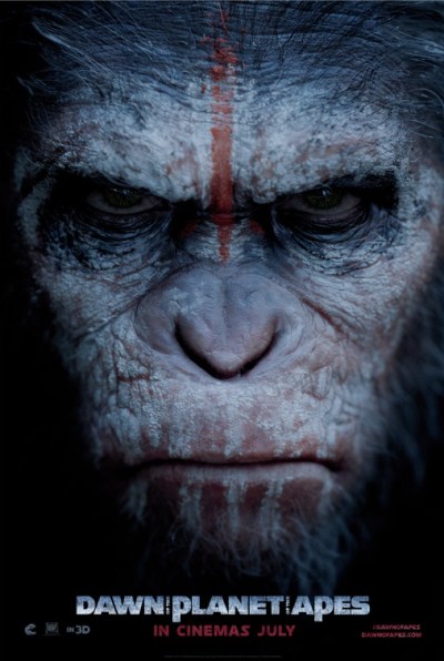 Vier geschminkte teaserposters 'Dawn of the Planet of the Apes'