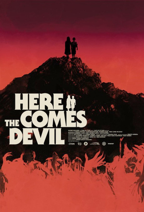 Retro poster en bloederige trailer 'Here Comes the Devil'