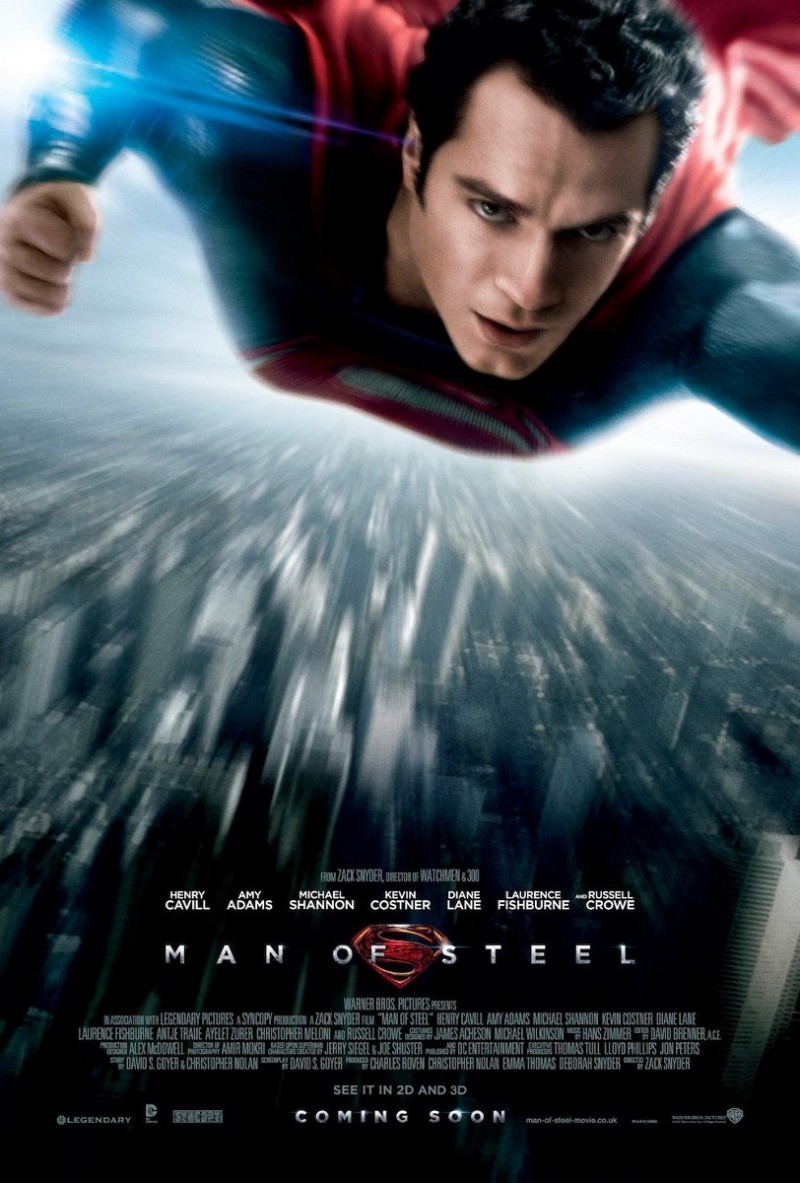Superman vliegt op herkenbaar affiche 'Man of Steel'