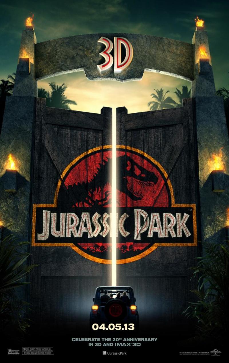Poster 3D re-release 'Jurassic Park'