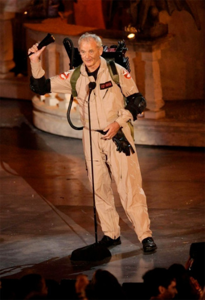 Bill Murray in Ghostbusters outfit