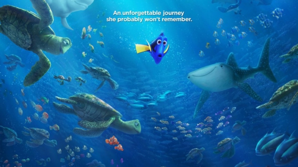 Avontuurlijke poster voor Pixars 'Finding Dory'