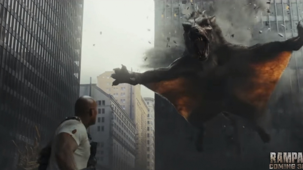 Enorme vliegende wolf en dino-krokodil in trailer 'Rampage'