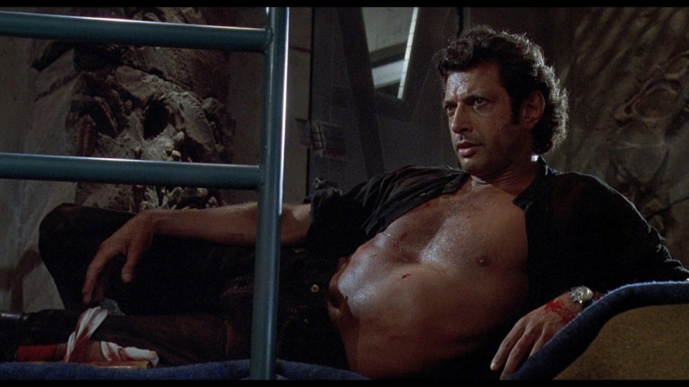 Gigantisch groot Jeff Goldblum beeld in hartje Londen