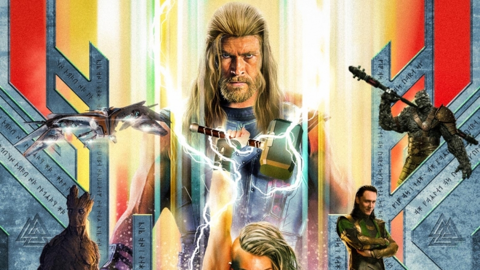 Gave fanposter voor 'Thor: Love and Thunder' met Mighty Thor en Gorr the God Butcher
