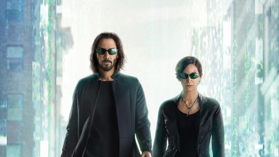 Neo en Trinity in de Matrix op affiche 'Resurrections'